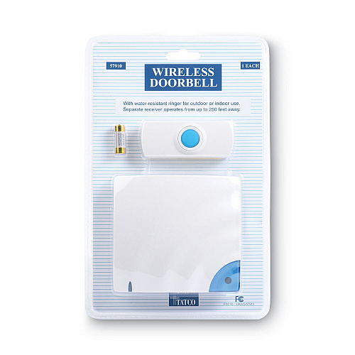 Tatco Wireless Doorbell, Battery Operated, 1.38 x 0.75 x 3.5, Bone (57910)
