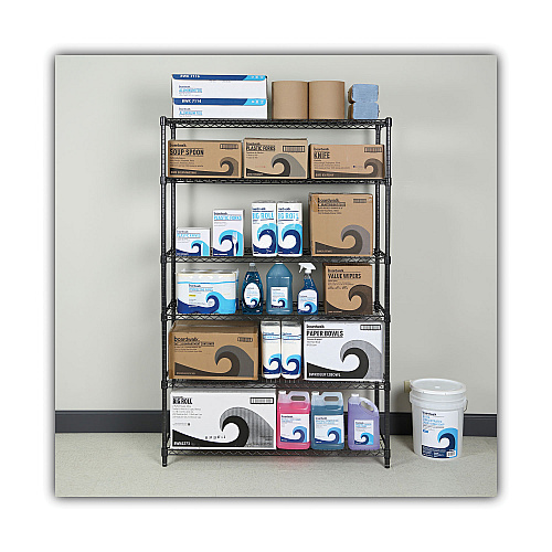 Alera NSF Certified 6-Shelf Wire Shelving Kit, 48w x 18d x 72h, Black Anthracite (ALESW664818BA)