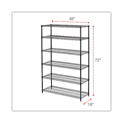 Alera NSF Certified 6-Shelf Wire Shelving Kit, 48w x 18d x 72h, Black Anthracite (ALESW664818BA)