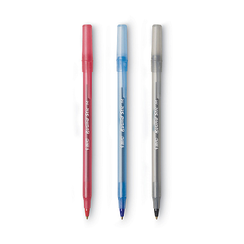 BIC Round Stic Xtra Precision Ballpoint Pen Value Pack, Stick, Medium 1 mm, Assorted Ink and Barrel Colors, 60/Pack (GSM609AST)