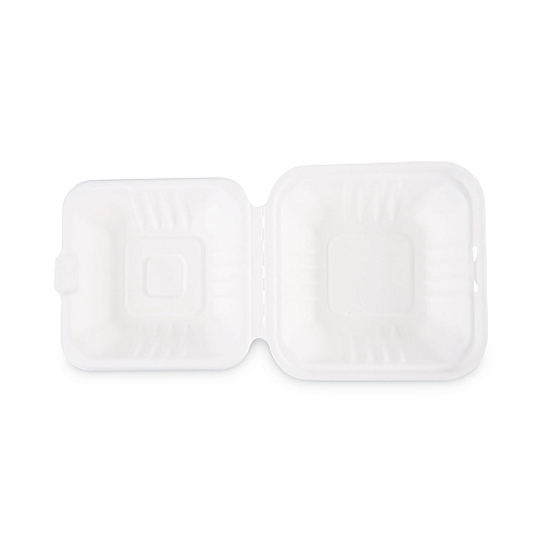 Boardwalk&reg; Bagasse Food Containers, Hinged-Lid, 500 Containers (BWKHINGEWF1CM6)