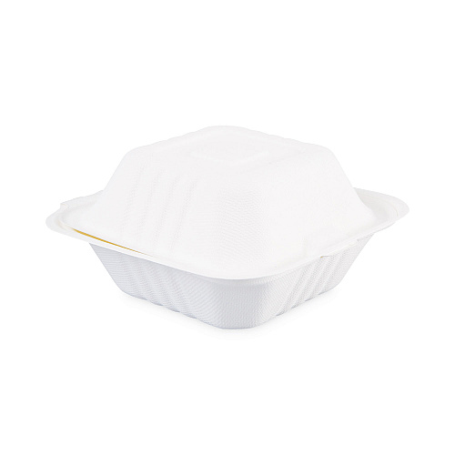 Boardwalk&reg; Bagasse Food Containers, Hinged-Lid, 500 Containers (BWKHINGEWF1CM6)