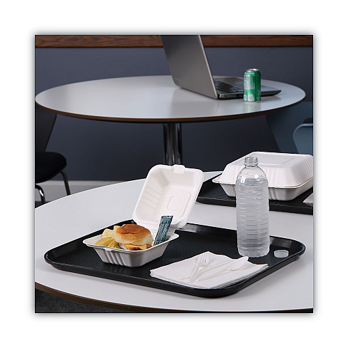 Boardwalk&reg; Bagasse Food Containers, Hinged-Lid, 500 Containers (BWKHINGEWF1CM6)