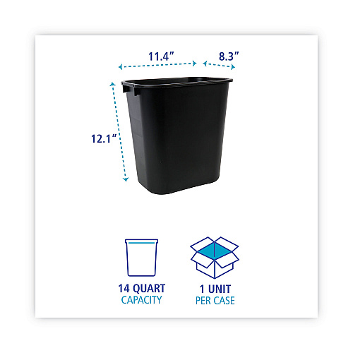 Boardwalk&reg; Soft-Sided Wastebasket, 14qt, Plastic, Black (BWK14QTWBBLA)
