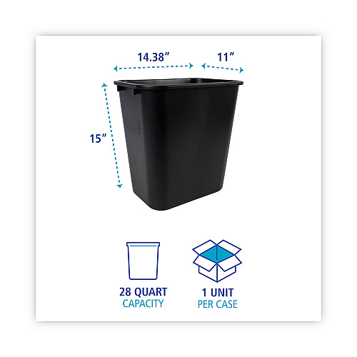 Boardwalk&reg; Soft-Sided Wastebasket, 28-qt, Black (BWK28QTWBBLA)