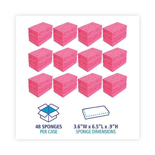 Boardwalk&reg; Small Pink Cellulose Sponges, Pink, 48 Sponges (BWKCS1A)