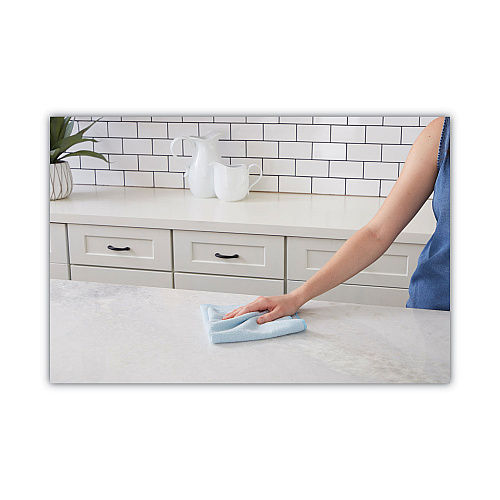 Boardwalk&reg; Microfiber Cleaning Cloths, Blue, 24 Cloths (BWK16BLUCLOTHV2)