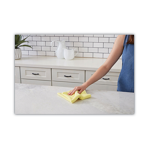 Boardwalk&reg; Microfiber Cleaning Cloths, 16" x 16", Yellow, 24 Cloths (BWK16YELCLOTHV2)