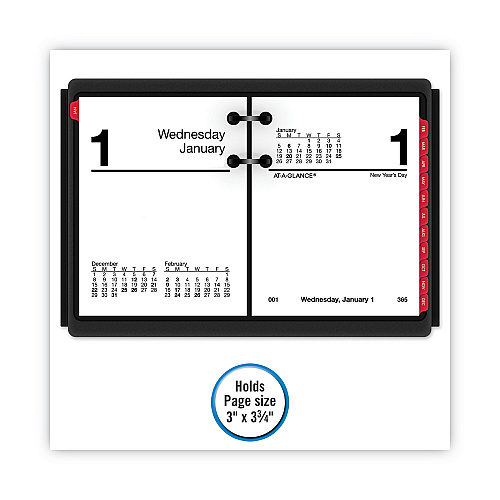 AT-A-GLANCE Desk Calendar Base for Loose-Leaf Refill, 3 x 3.75, Black (E1900)