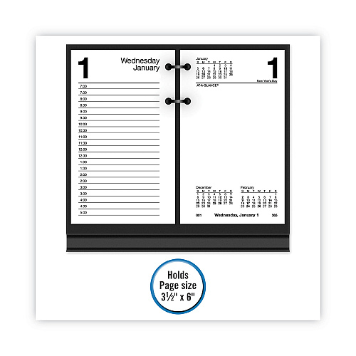 AT-A-GLANCE Desk Calendar Base for Loose-Leaf Refill, 3.5 x 6, Black (E1700)