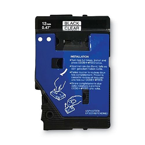 Brother TC Tape Cartridges for P-Touch Labelers, 0.47" x 25.2 ft, Black on Clear, 2/Pack (TC10)