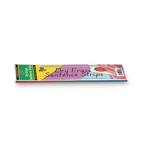 Pacon Dry Erase Sentence Strips, 12 x 3, Blue; Pink; Yellow, 30/Pack (5188)
