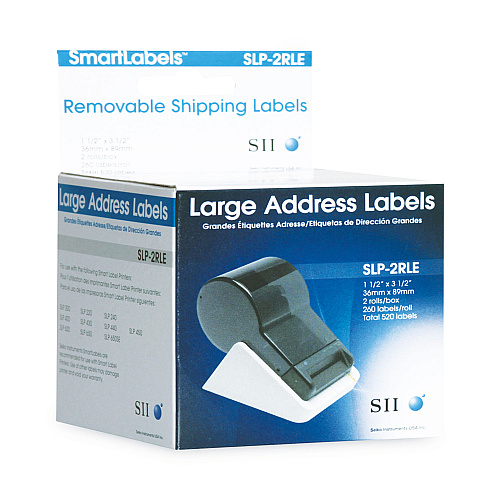 Seiko SLP-2RLE Self-Adhesive Large Address Labels, 1.5" x 3.5", White, 260 Labels/Roll, 2 Rolls/Box