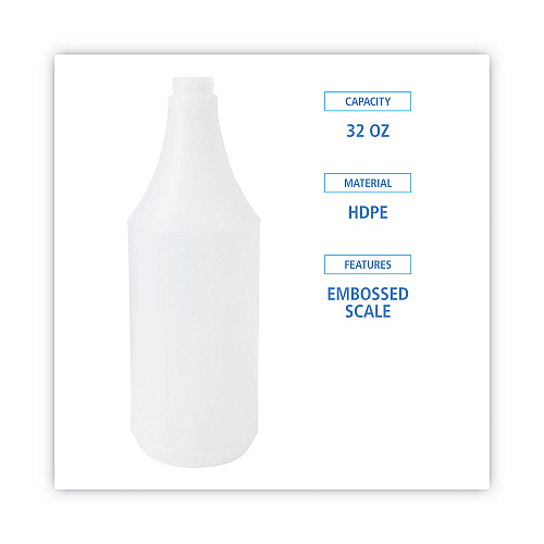 Boardwalk&reg; Embossed 32 oz. Spray Bottles, Clear, 24 Bottles (BWK00032)