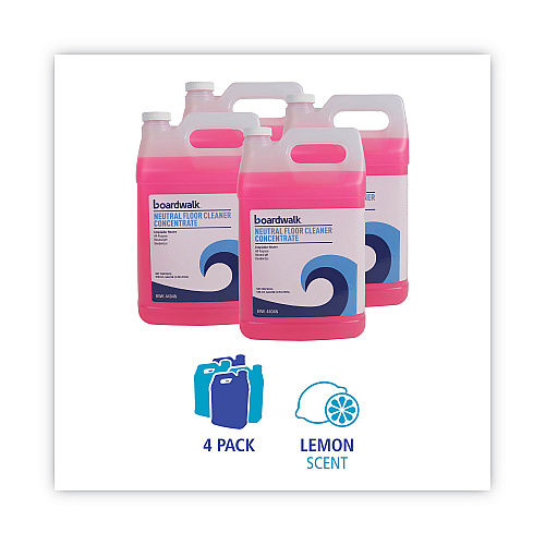 Boardwalk&reg; Neutral Floor Cleaner, Lemon, 4 Gallon Bottles (BWK4404N)