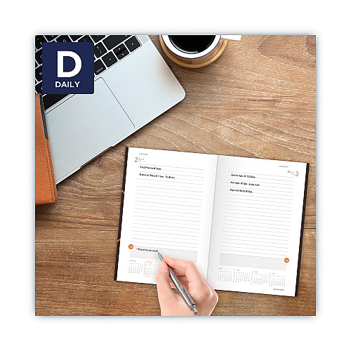 AT-A-GLANCE One-Day-Per-Page Planning Notebook, 9 x 6, Dark Brown/Orange Cover, 12-Month (Jan to Dec): 2026 (70620130)