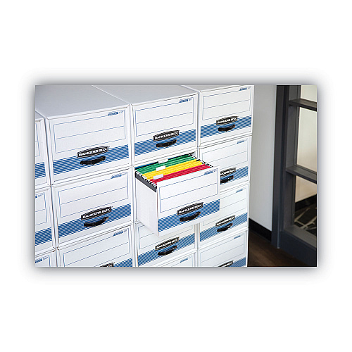 Bankers Box STOR/DRAWER STEEL PLUS Extra Space-Savings Storage Drawers, Letter Files, 14" x 25.5" x 11.5", Kraft/Green, 6/Carton (1231101)