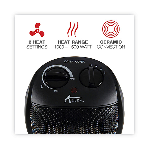 Alera Ceramic Heater, 1,500 W, 7.12 x 5.87 x 8.75, Black (ALEHECH09)