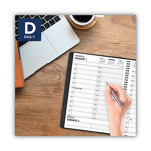 AT-A-GLANCE Two-Person Group Daily Appointment Book, 11 x 8, Black Cover, 12-Month (Jan to Dec): 2026 (7022205)