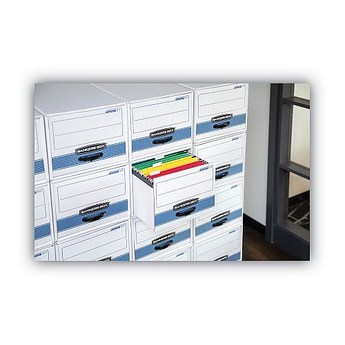 Bankers Box STOR/DRAWER STEEL PLUS Extra Space-Savings Storage Drawers, Legal Files, 16.75" x 25.5" x 11.5", Kraft/Green, 6/Carton (1231201)