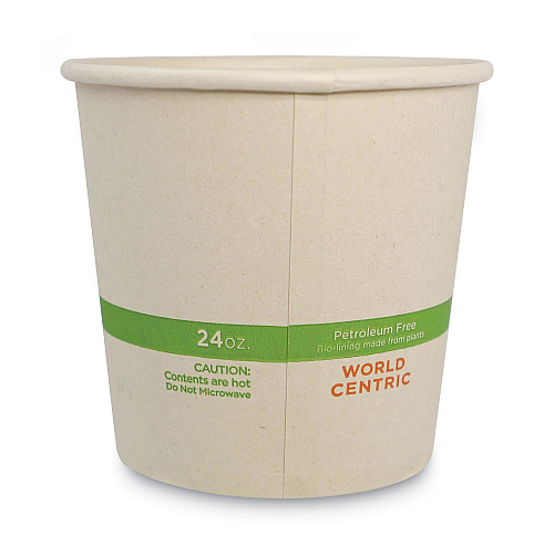 World Centric No Tree Paper Bowls, 24 oz, 4.4" Diameter x 4.5"h, Natural, Sugarcane, 500/Carton (BOSU24)