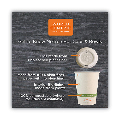 World Centric No Tree Paper Bowls, 32 oz, 4.4" Diameter x 5.8"h, Natural, Sugarcane, 500/Carton (BOSU32)