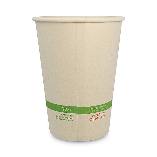 World Centric No Tree Paper Bowls, 32 oz, 4.4" Diameter x 5.8"h, Natural, Sugarcane, 500/Carton (BOSU32)