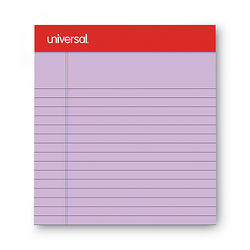 Universal Colored Perforated Ruled Writing Pads, Narrow Rule, 50 Orchid 5 x 8 Sheets, Dozen (UNV35854)
