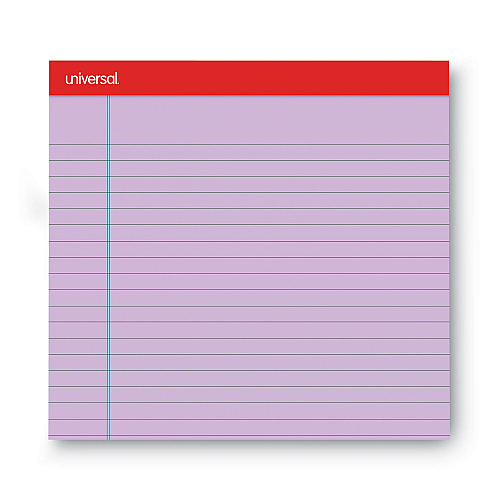 Universal Colored Perforated Ruled Writing Pads, Wide/Legal Rule, 50 Assorted Color 8.5 x 11.75 Sheets, 6/Pack (UNV35878)