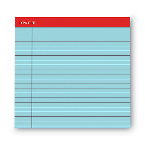 Universal Colored Perforated Ruled Writing Pads, Wide/Legal Rule, 50 Blue 8.5 x 11 Sheets, Dozen (UNV35880)
