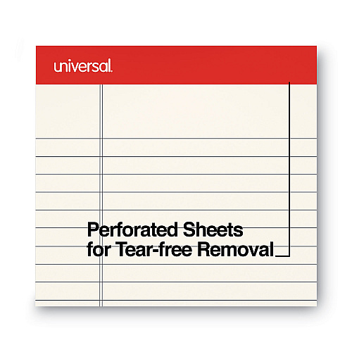 Universal Colored Perforated Ruled Writing Pads, Letter Size Pad (8.5 x 11.75), Wide/Legal Rule, 50 Ivory 8.5 x 11 Sheets, Dozen (UNV35882)