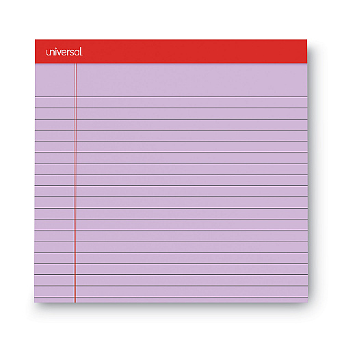 Universal Colored Perforated Ruled Writing Pads, Wide/Legal Rule, 50 Orchid 8.5 x 11 Sheets, Dozen (UNV35884)