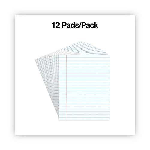 Universal Glue Top Pads, Narrow Rule, 50 White 8.5 x 11 Sheets, Dozen (UNV41000)