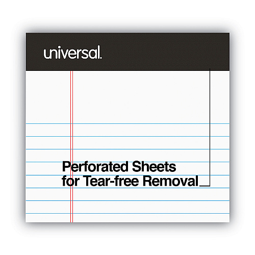 Universal Premium Ruled Writing Pads with Heavy-Duty Back, Narrow Rule, Black Headband, 50 White 5 x 8 Sheets, 6/Pack (UNV56300)