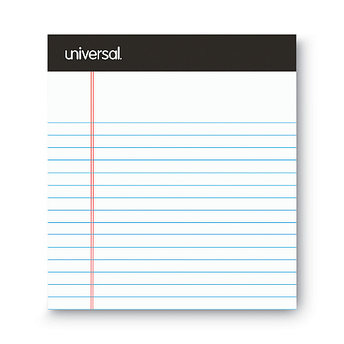 Universal Premium Ruled Writing Pads with Heavy-Duty Back, Narrow Rule, Black Headband, 50 White 5 x 8 Sheets, 6/Pack (UNV56300)