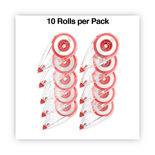 Universal Correction Tape, Mini Economy, Non-Refillable, Clear/Red Applicator, 0.25" x 275", 10/Pack (UNV75611)