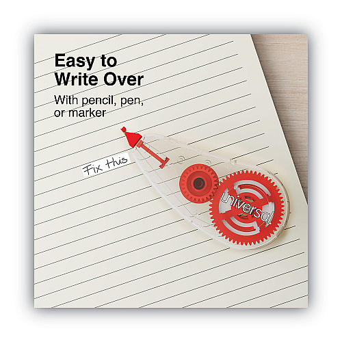 Universal Correction Tape Dispenser, Non-Refillable, Transparent Red Applicator, 0.2" x 315", 10/Pack (UNV75616)