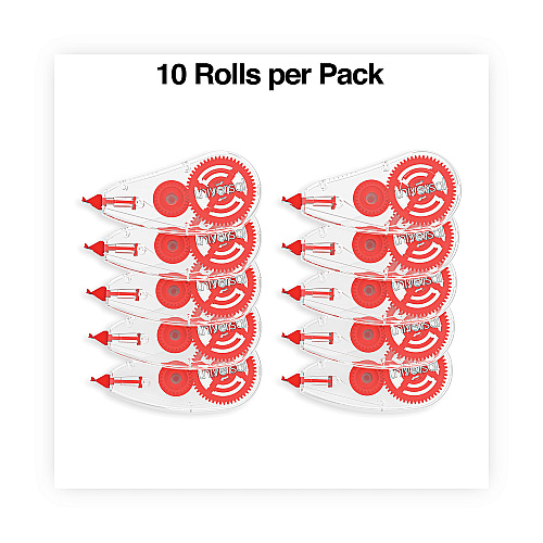 Universal Correction Tape Dispenser, Non-Refillable, Transparent Red Applicator, 0.2" x 315", 10/Pack (UNV75616)