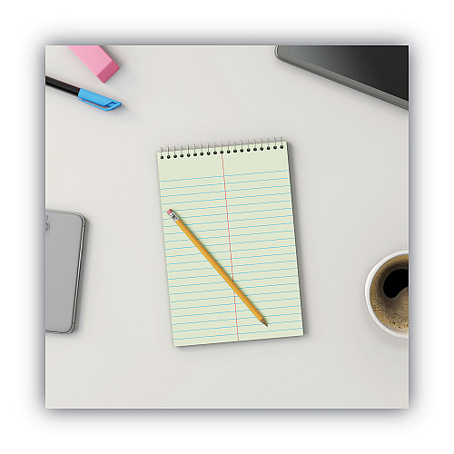 Universal Steno Pads, Gregg Rule, Red Cover, 80 Green-Tint 6 x 9 Sheets (UNV86920)
