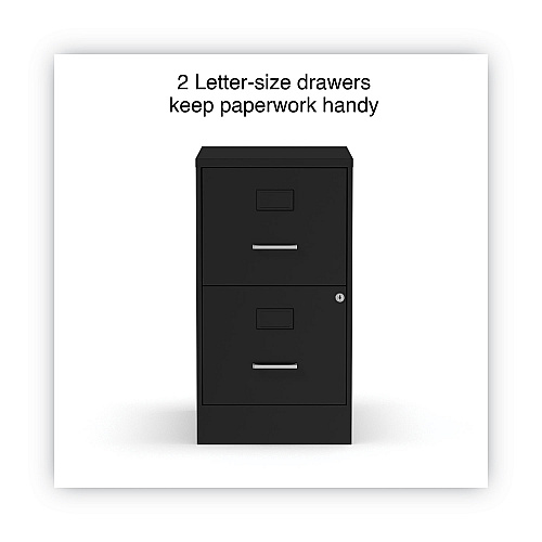 Alera Soho Vertical File Cabinet, 2 Drawers: File/File, Letter, Black, 14" x 18" x 24.1" (ALESVF1824BL)