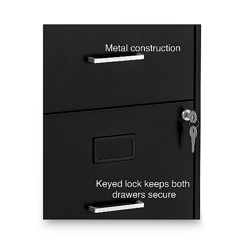 Alera Soho Vertical File Cabinet, 2 Drawers: File/File, Letter, Black, 14" x 18" x 24.1" (ALESVF1824BL)