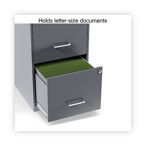 Alera Soho Vertical File Cabinet, 2 Drawers: File/File, Letter, Charcoal, 14" x 18" x 24.1" (ALESVF1824CH)