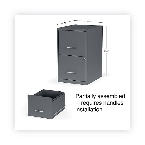 Alera Soho Vertical File Cabinet, 2 Drawers: File/File, Letter, Charcoal, 14" x 18" x 24.1" (ALESVF1824CH)