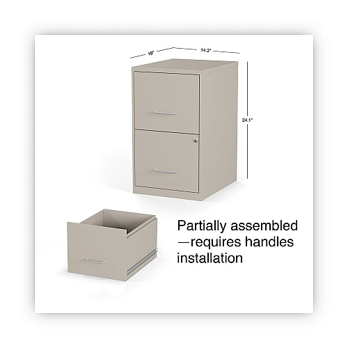 Alera Soho Vertical File Cabinet, 2 Drawers: File/File, Letter, Putty, 14" x 18" x 24.1" (ALESVF1824PY)