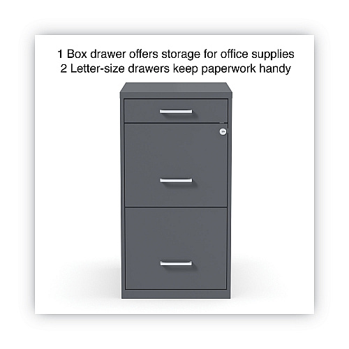 Alera Soho Vertical File Cabinet, 3 Drawers: Pencil/File/File, Letter, Charcoal, 14" x 18" x 26.9" (ALESVF1827CH)
