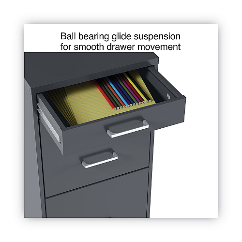 Alera Soho Vertical File Cabinet, 3 Drawers: Pencil/File/File, Letter, Charcoal, 14" x 18" x 26.9" (ALESVF1827CH)