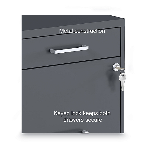 Alera Soho Vertical File Cabinet, 3 Drawers: Pencil/File/File, Letter, Charcoal, 14" x 18" x 26.9" (ALESVF1827CH)