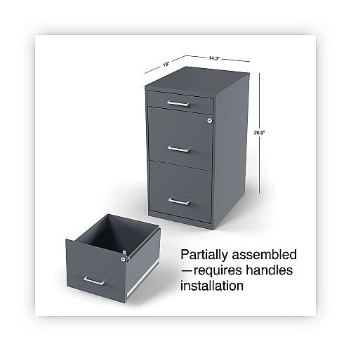 Alera Soho Vertical File Cabinet, 3 Drawers: Pencil/File/File, Letter, Charcoal, 14" x 18" x 26.9" (ALESVF1827CH)
