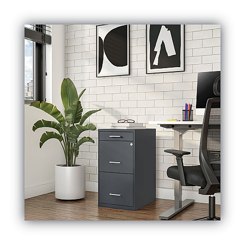 Alera Soho Vertical File Cabinet, 3 Drawers: Pencil/File/File, Letter, Charcoal, 14" x 18" x 26.9" (ALESVF1827CH)