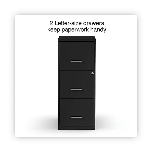 Alera Soho Vertical File Cabinet, 3 Drawers: File/File/File, Letter, Black, 14" x 18" x 34.9" (ALESVF1835BL)